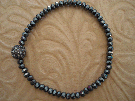 # 2102 Hematite Stone with 8mm Black Crystal Pave Ball