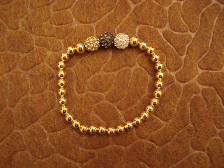 Model # Gold Filled Beads with Black, Gold and Rose Gold Cubic Zirconia Pave Balls 