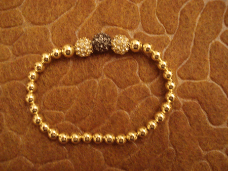 Model # 4102 Gold Filled Beads with Black, Gold and Rose Gold Cubic Zirconia Pave Balls 
