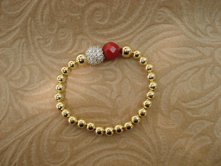 Model # 4104 Model # 4104 Gold Filled Beads with Sterling Silver Cubic Zirconia Pave Ball and Coral