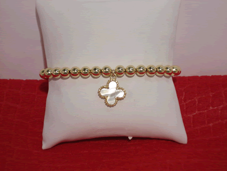 Model # 4107 6 mm Gold Filled with Mother of pearl Clover
