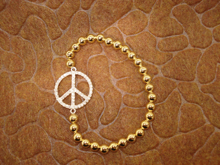 Model # 4301 Gold Filled Beads with Big Peace Sign