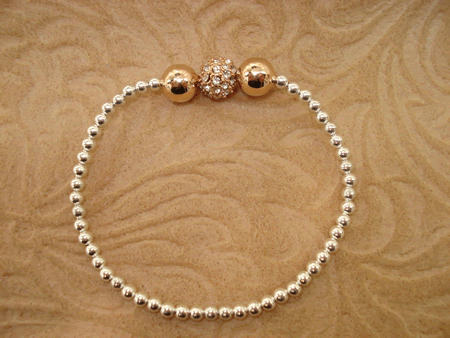 Model # 5101 3 mm Gold Filled with Rose Gold Beads and Rose Gold Cubic Zirconia Pave Bal