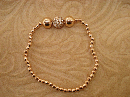 Model # 5103 3 mm Rose Gold Filled Beads with Rose Gold Cubic Zirconia Pave Ball