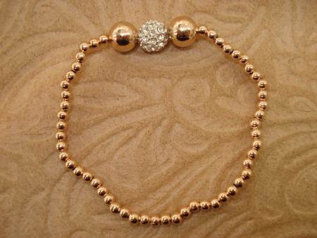 Model # 5104 3 mm Rose Gold Filled Beads with Sterling Silver Cubic Zirconia Pave Ball