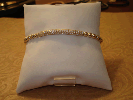 Model # 5201 4 mm Gold Filled with Gold Plated Cubic Zirconia Pave Bar