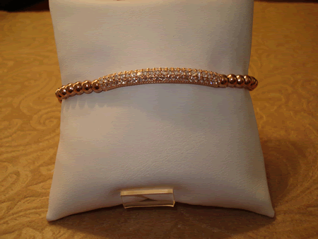 Model # 5202 4 mm Rose Gold Beads with Rose Gold Plated Cubic Zirconia Pave Bar