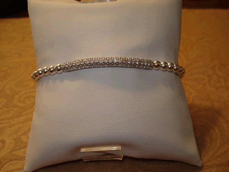 Model # 5203 4 mm Sterling Silver with Silver Cubic Zirconia Pave Bar