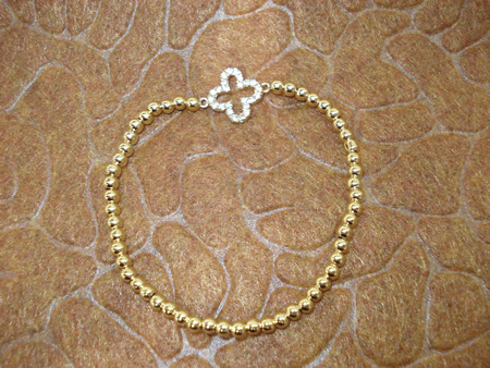 Model # 5403 3 mm Gold Filled Beads with Sterling Silver Cubic Zirconia Clover