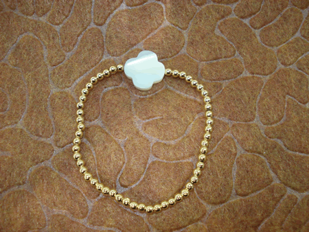 Model # 5405 3 mm Gold Filled with Mother of Pearl Clover