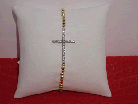 Model # 5501 3 mm Gold Filled with Big Sterling Silver Cubic Zirconia Cross