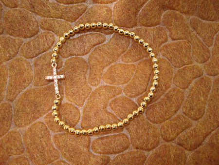 Model # 5503 3 mm Gold Filled with Small Rose Gold Cubic Zirconia Cross