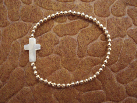 Model # 6103 3 mm Gold Filled Beads with Mother of Pearl Cross