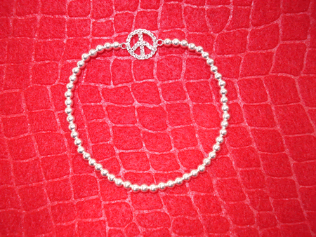 Model # 6202 3 mm Sterling Silver with Sterling Silver Cubic Zirconia Peace Sign