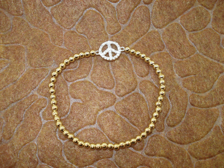 Model # 6203 3 mm Gold Filled with Sterling Silver Cubic Zirconia Peace Sign
