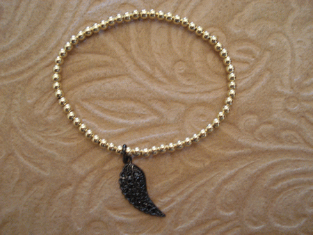 Model # 6501 3 mm Gold Filled with Sterling Silver Black Cubic Zirconia Wing