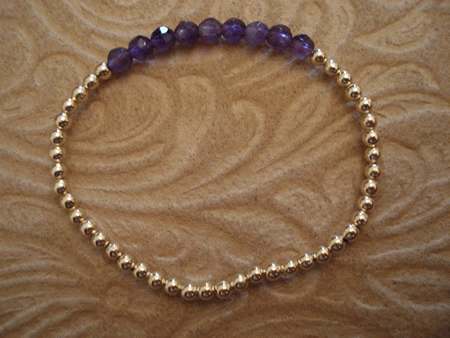 Model # 7105 3 mm Gold Filled Beads with Amethyst Stone Top