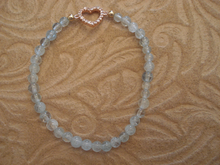 Model # 7202 4 mm Aquamarine Stone with Sterling Rose Gold Plated Cubic Zirconia Heart