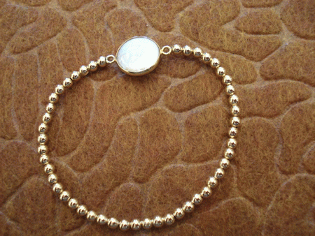 Model # 7401 3 mm gold Filled Beads with Semiprecious Fresh Water Pearl Stone Flat Charm