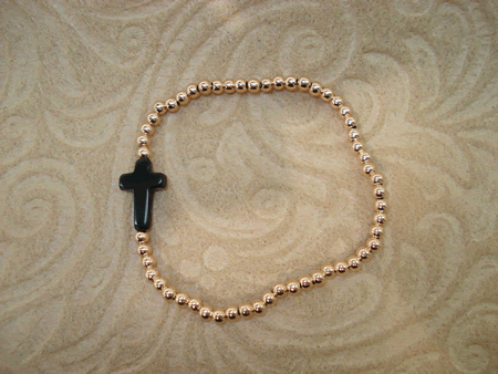 Model # 7803 Rose gold Filled with Black Onyx Cross