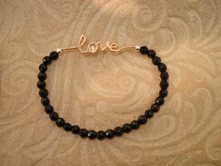 Model # 7805 Black Onyx with Rose gold Plated Love