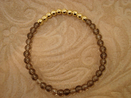 Model # 8201 4 mm Smokey Quartz Stone Beads with 4 mm Gold Filled Top