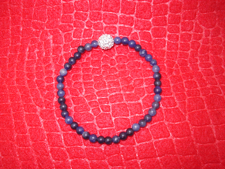 Model # 8301 4 mm Sodalite Stone with Sterling Silver Cubic Zirconia Pave Ball