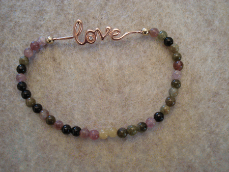 Model # 8402 4 mm Tourmaline Stone with Sterling Rose Gold Love