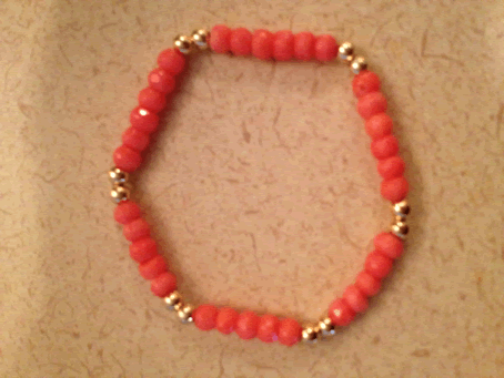 Model # 8604 4 mm Semiprecious Pink Coral beads with "2 and 2" 4 mm Gold Filled Beads 