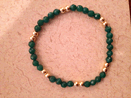Model # 8608 4 mm Semiprecious Green Onyx beads with "2 and 2" 4 mm Gold Filled Beads 