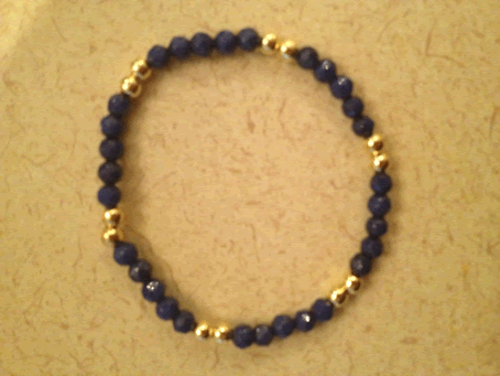Model # 8609 4 mm Semiprecious Blue Lapis beads with "2 and 2" 4 mm Gold Filled Beads 