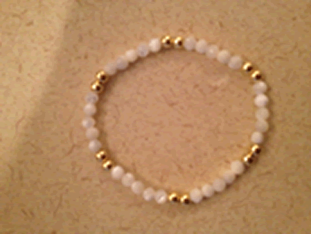 Model # 8611 4 mm Mother of Pearl beads with "2 and 2" 4 mm Gold Filled Beads 