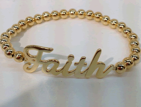 # 9021 Gold Plated FAITH on 6 mm Gold Filled Beads